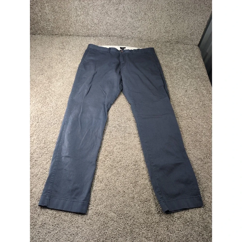J.Crew Flex Slim Chino Pants Mens 34x30 Blue Grey Stretch Cotton Trousers